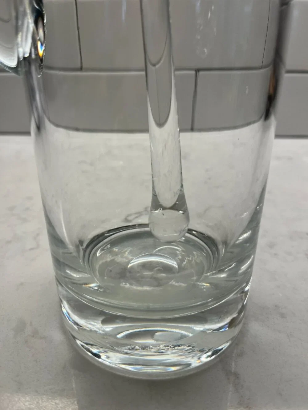 Vintage Glass Martini Pitcher with Handle and Blown Glass Stir Stick
